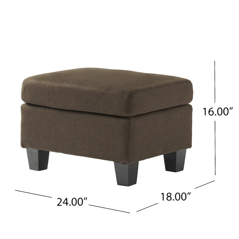 Upholstered Fabric Ottoman with Birch Wood Legs