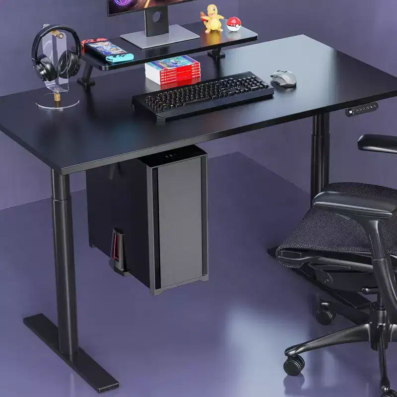 Mount-It! Heavy Duty Deluxe Under Desk Computer Mount | Height Adjustable CPU Holder with Sliding Tracks | 33 Lbs. Weight Capacity | Black