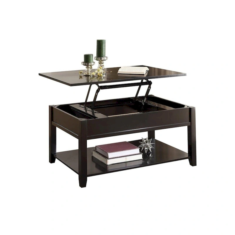 Wooden Coffee Table with Lift Top in Black