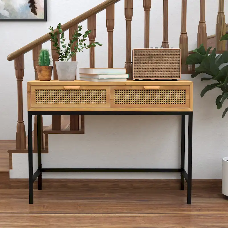 44 Woven Front Modern Farmhouse Console Table Sofa