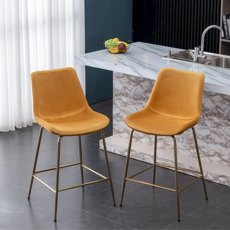 Roundhill Furniture Aufurr Modern Velvet 26.50 Counter Height Stool (Set of 2)