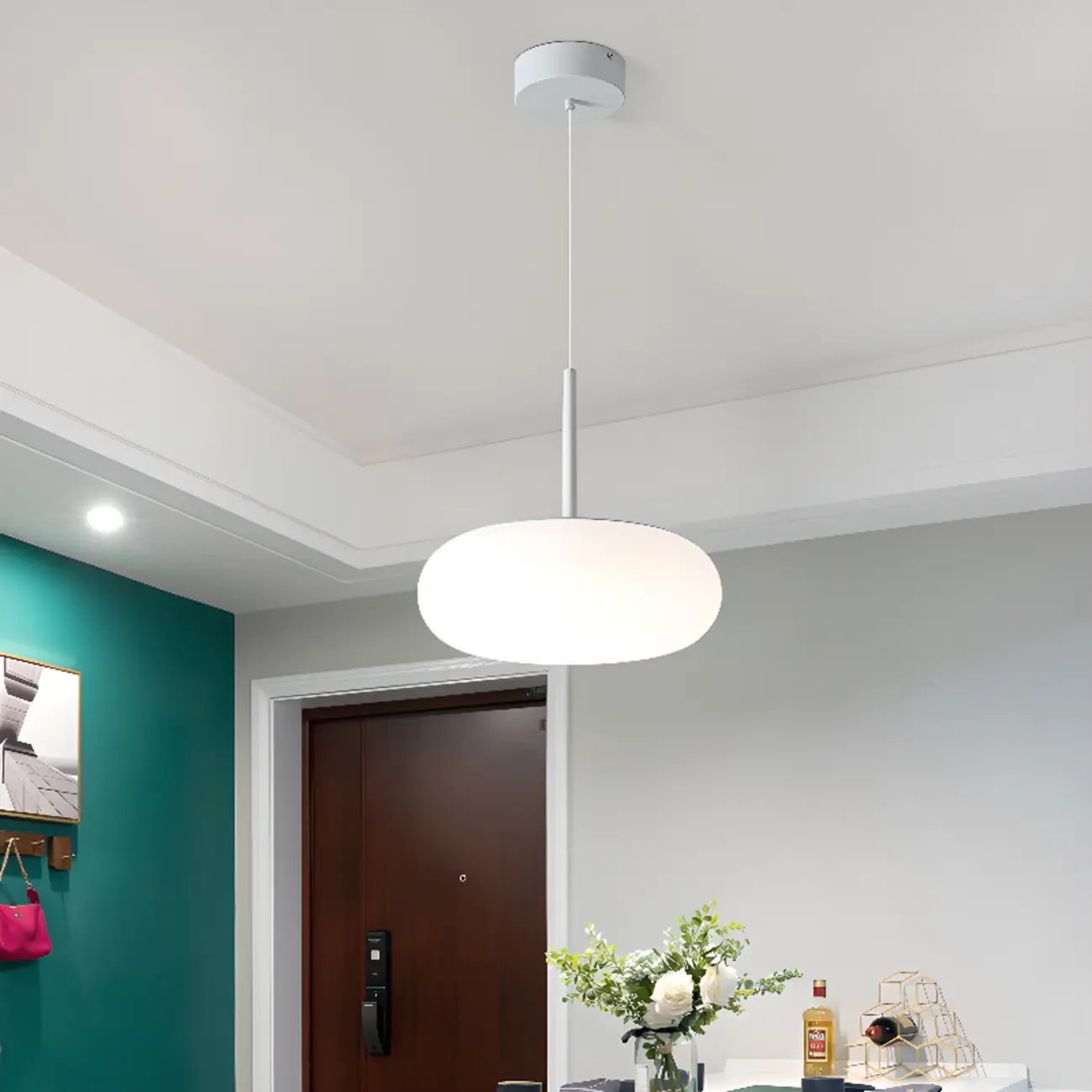 Modern Adjustable White Kitchen Pendant Light 3 Dimming LED