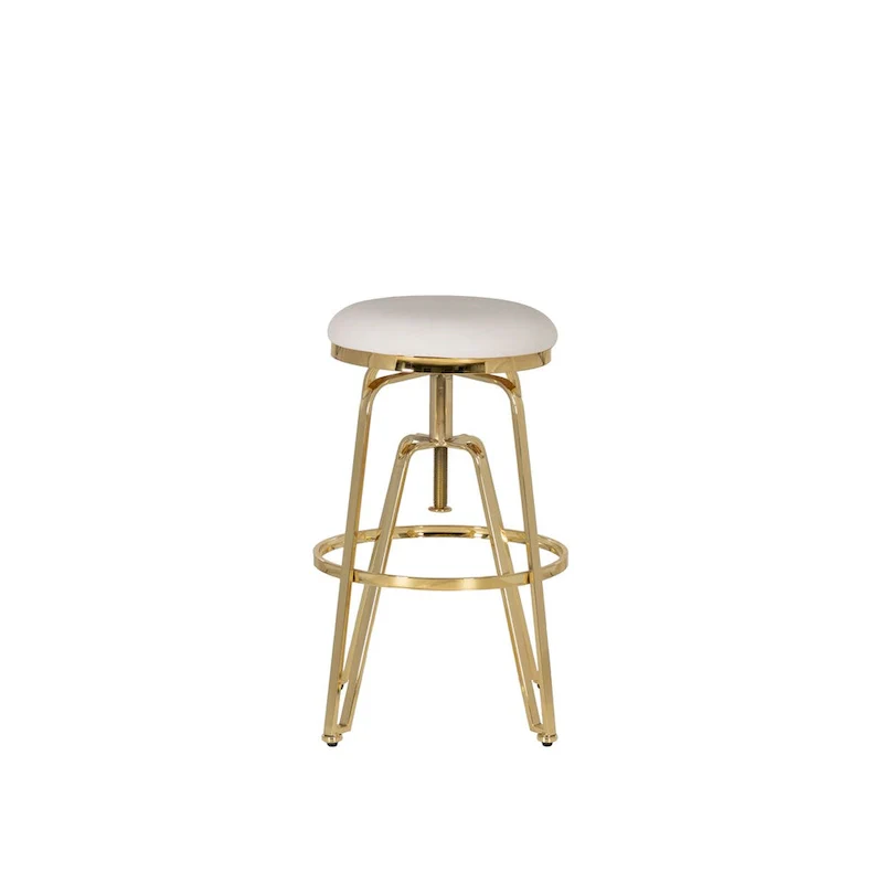 Aimes Metal and Faux Leather Adjustable Backless Stool
