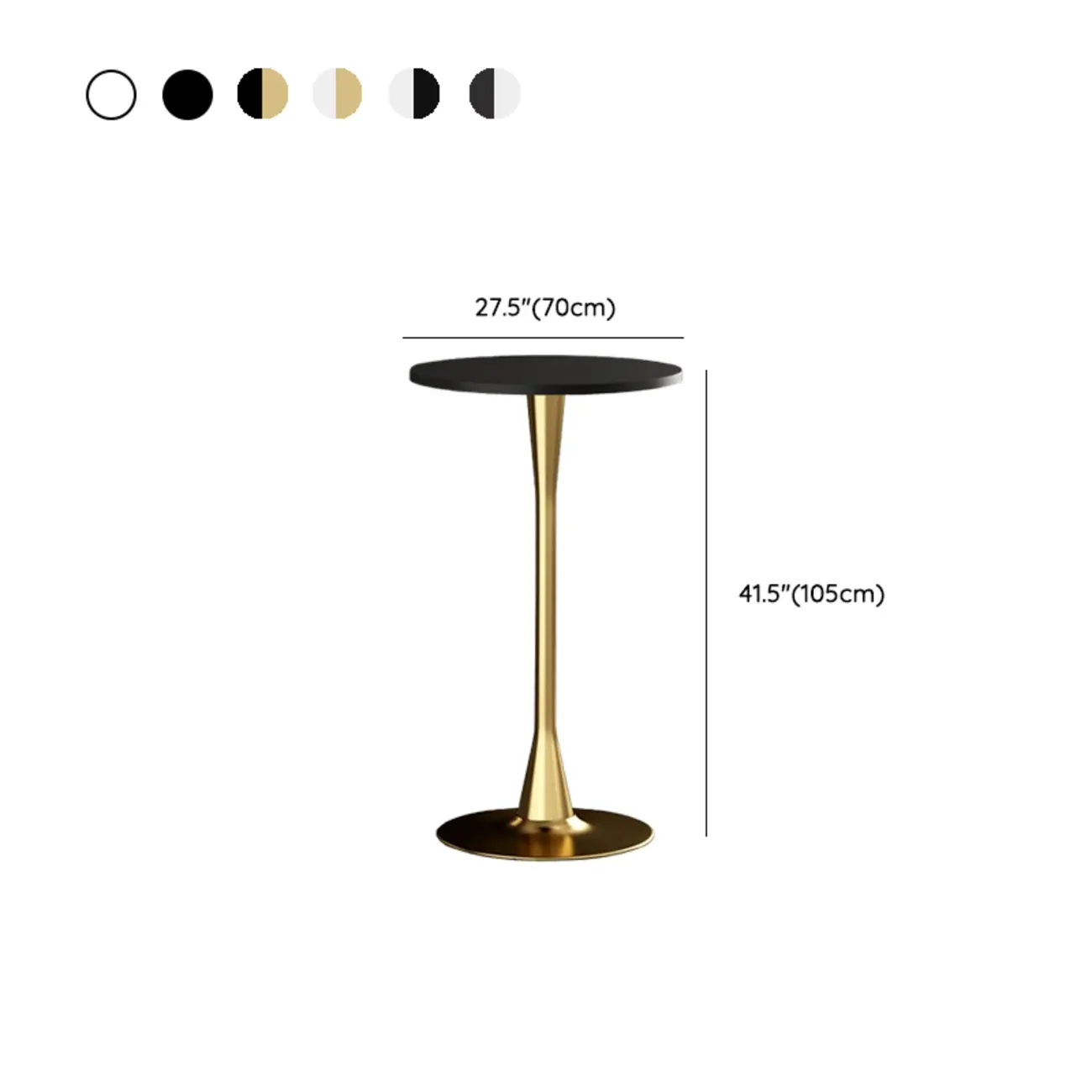 Modern Matte Black Metal Pedestal Round Wood Bar Tables
