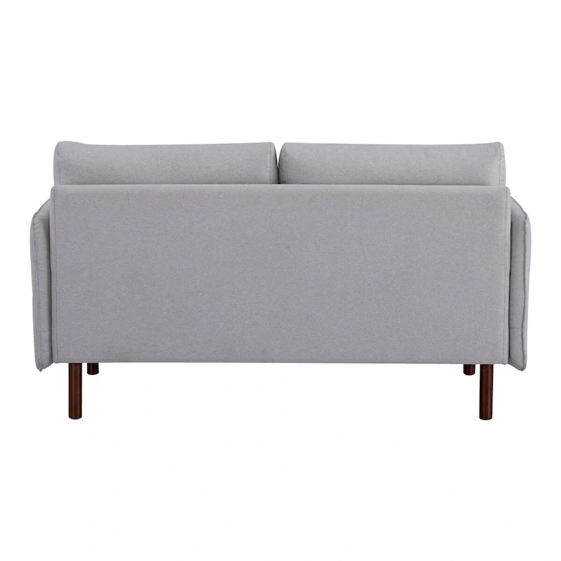 Yucca Modern Loveseat Sofa, Polyester / Vegan Leather Settee Couch - Includes 2 Pillows