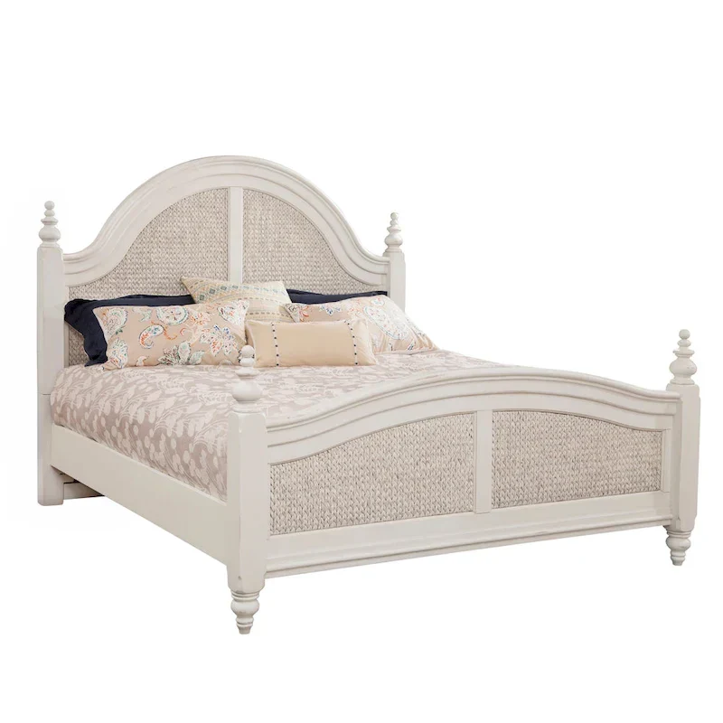Roanoke Dove White Woven Panel Bed
