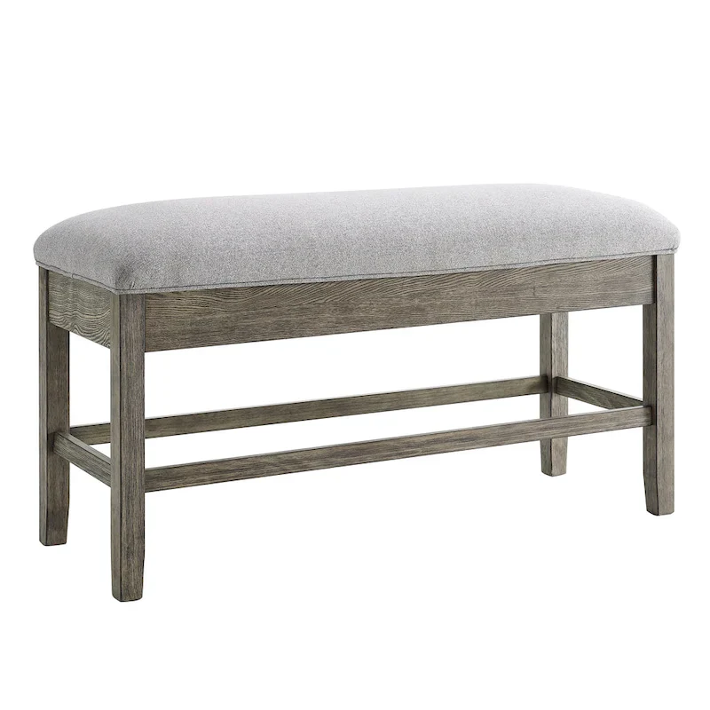Driftwood Grey Upholstered Storage Counter Bench, 1-Person
