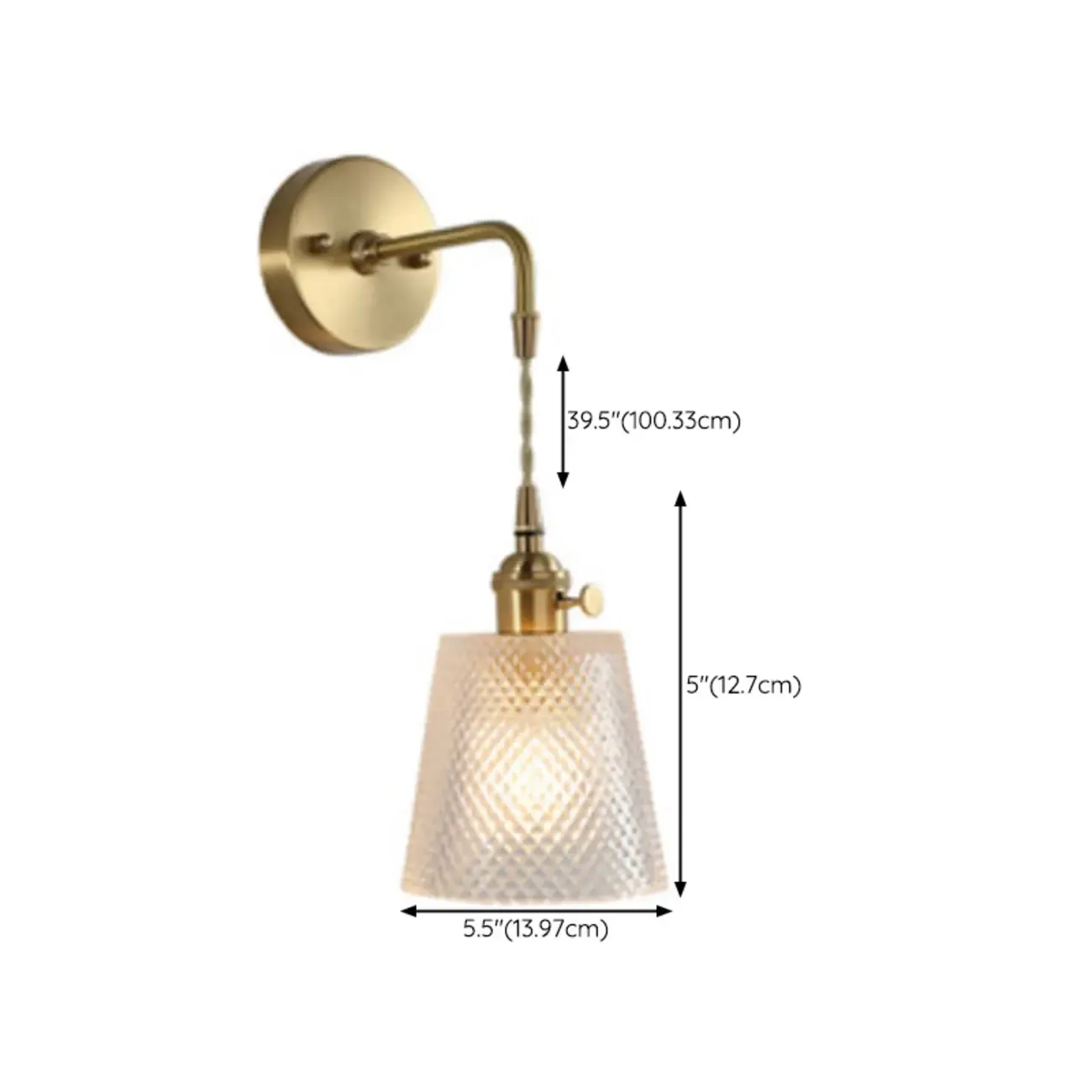Elegant Cylinderial Gold Glass Wall Sconce
