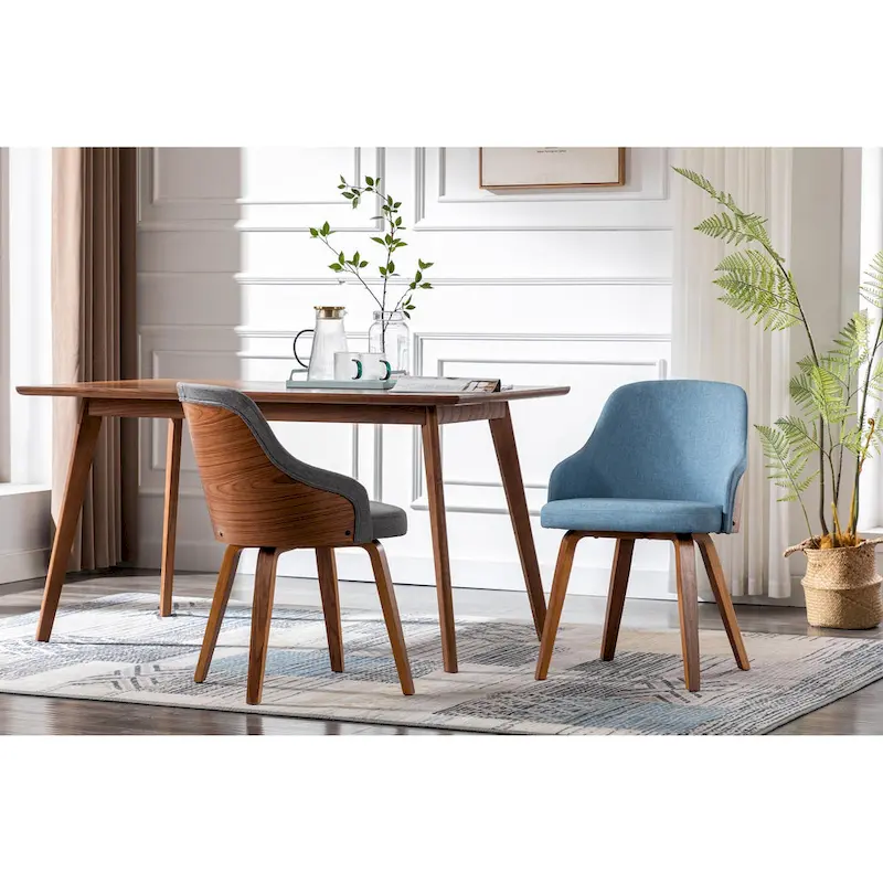 Porthos Home Hye Dining Chairs Set of 2, Fabric Upholstery, Bentwood Legs