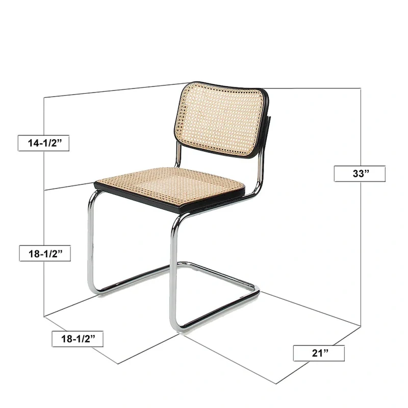 Cane Dining Chair in Chrome and Honey Oak