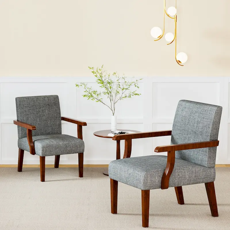 Grey 18.7 Arm Chairs with Round Table (Set of 2)