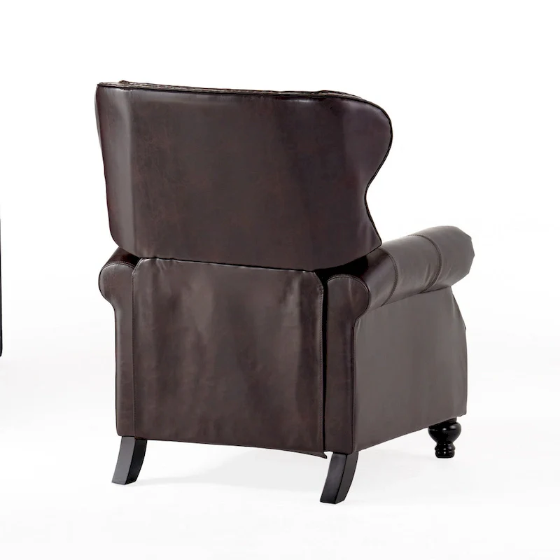 Brown Tufted Pushback Recliner with Nailhead Trim
