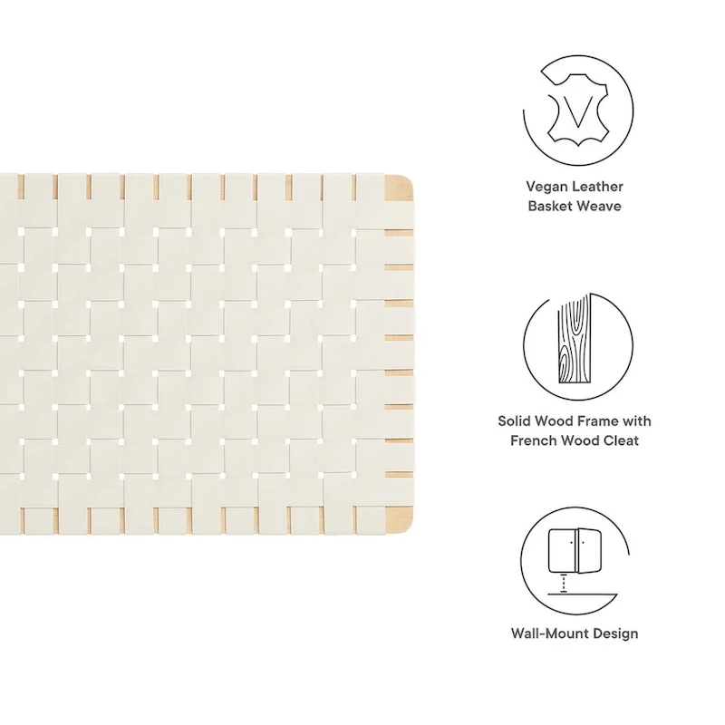 Sparta Wall-Mount Twin/Full/Queen/King Vegan Leather Weave Headboard