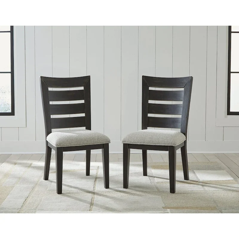 Light Brown / Black Ladderback Dining Chair, Single Seat, 19.75