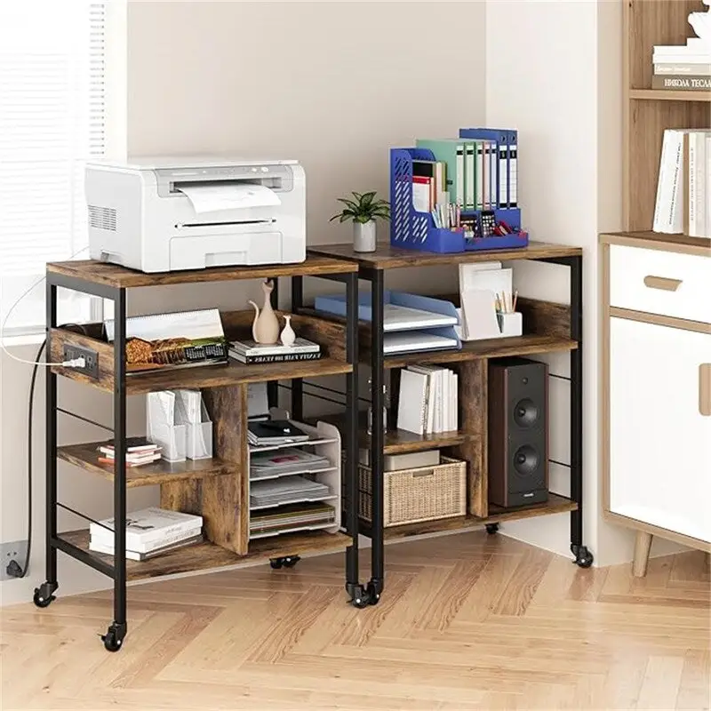 Rolling Printer Stand with Charging Station