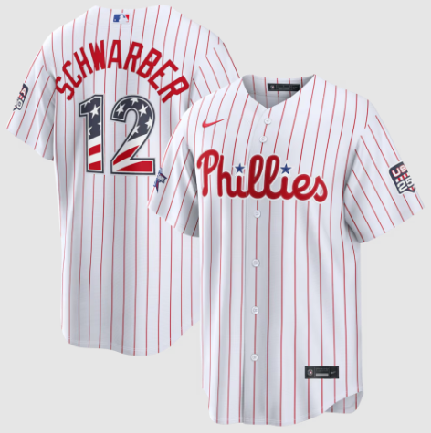 2026 All-Star Edition Stars & Stripes Philadelphia Phillies Kyle Schwarber White Stadium Jersey