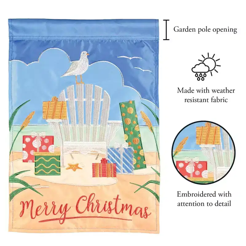 Magnolia Garden Merry Christmas Beach Chair 13 x 18 Inch Polyester Garden Flag