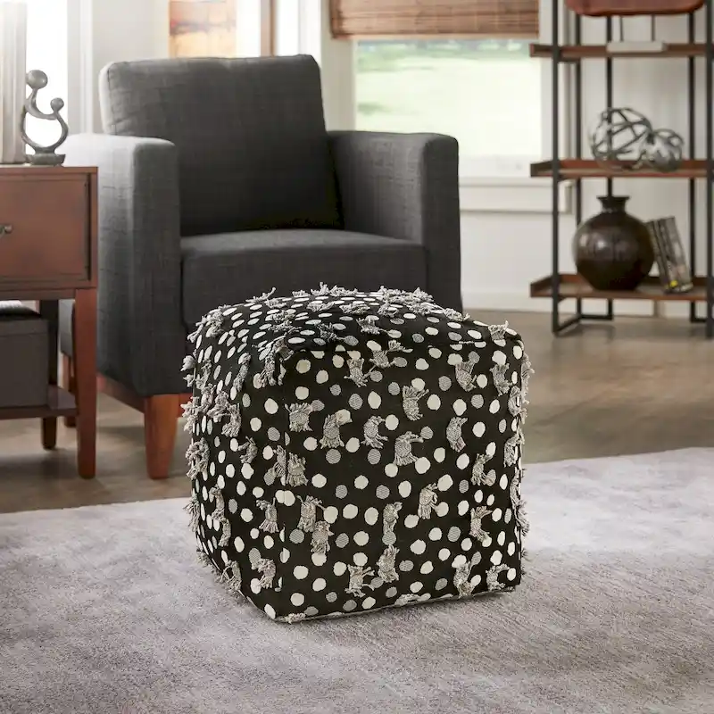 Upholstered Square Pouf Ottoman