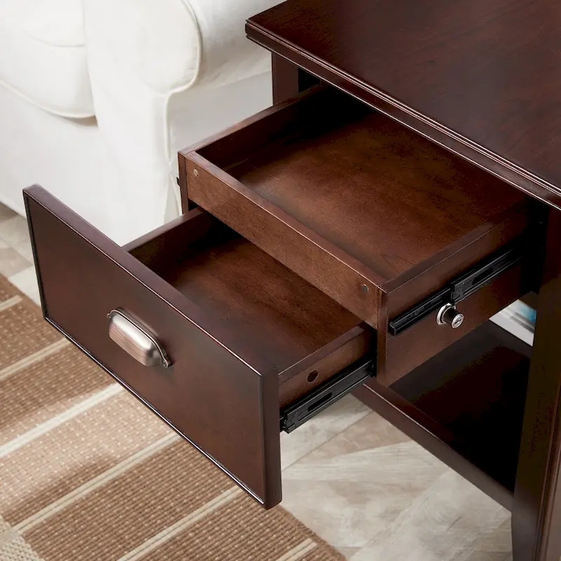 Laurent 20 in. Solid Wood End Table with Shelf and Drawer