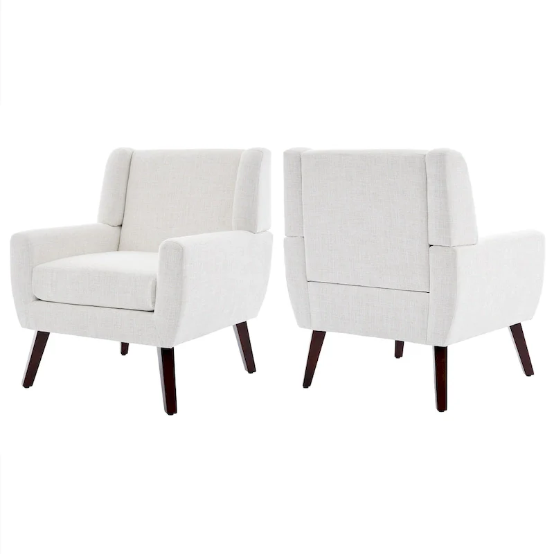 Linen Upholstered Accent Chair Wingback Armchair Set of 2