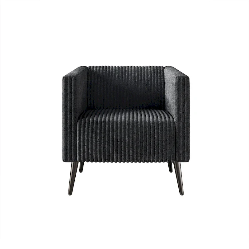 Black Velvet Upholstered Accent Chair with Metal Legs