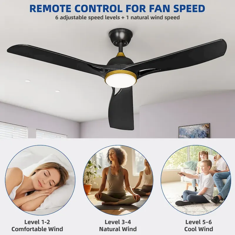 Moasis 56 ack Gold Ceiling Fan 3-Blade Modern Smart Reversible Ceiling Fan