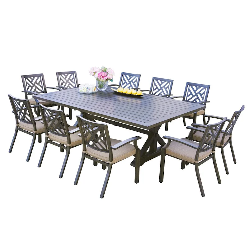 Brooklyn 11-Piece Patio Dining Set with Cushions and 59 x 88