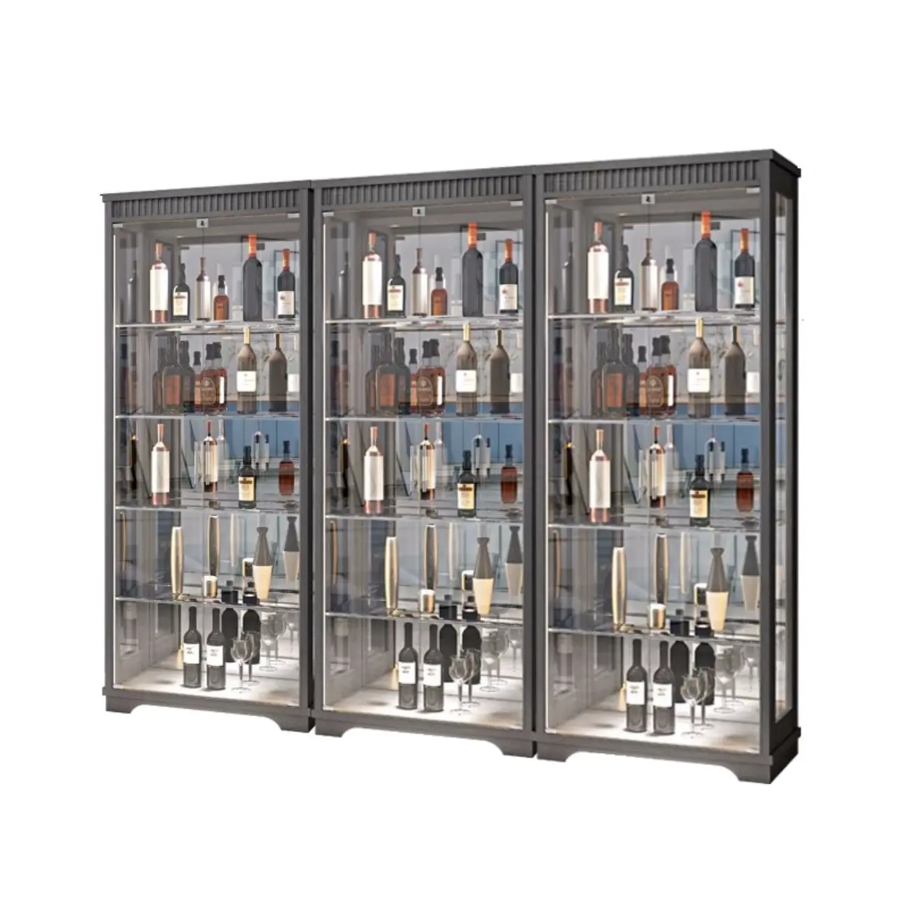 Modern Natural Wood Wine Rack with Glass Shelf