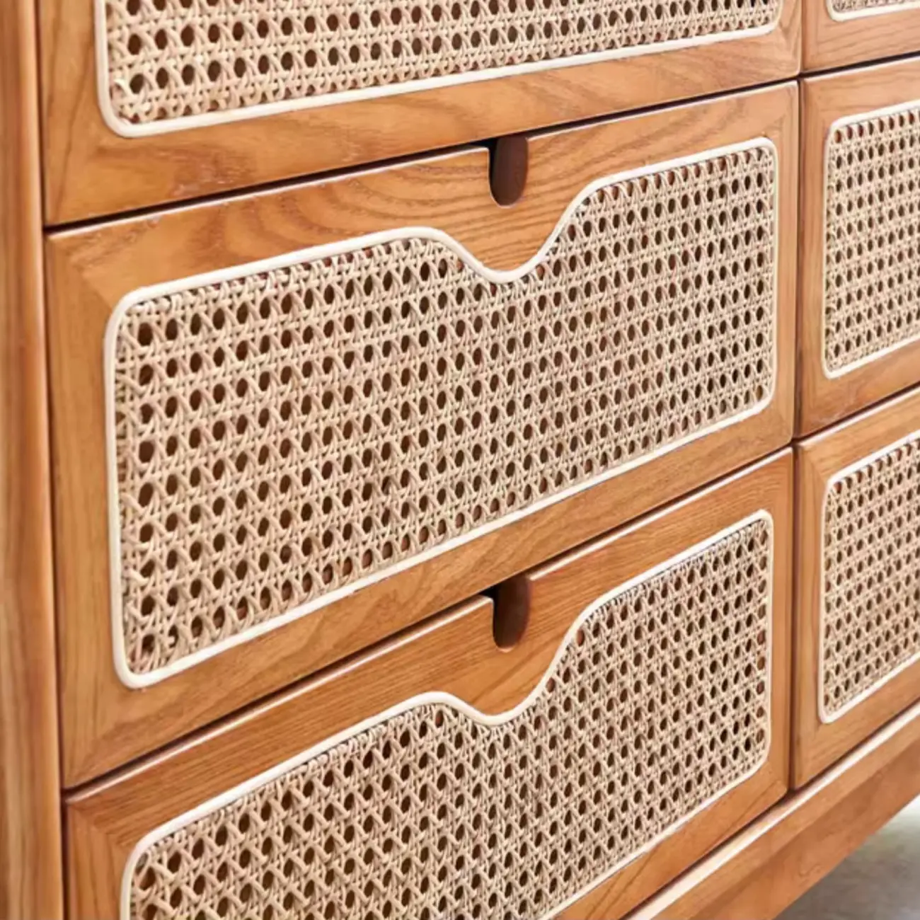 Tropical Natural Woven Double Layer Chest with 6-Drawers