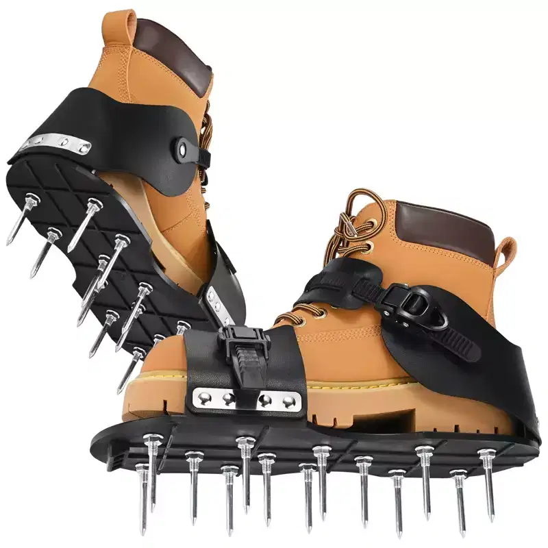 Unique Bargains Adjustable Flexible Strong Lawn Aerator Shoes 11.77 x 5.12 Inch Black 1 Set