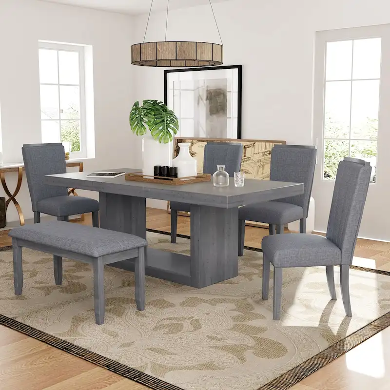 78-Inch Extendable Pedestal Dining Table with 18-Inch Removable Leaf
