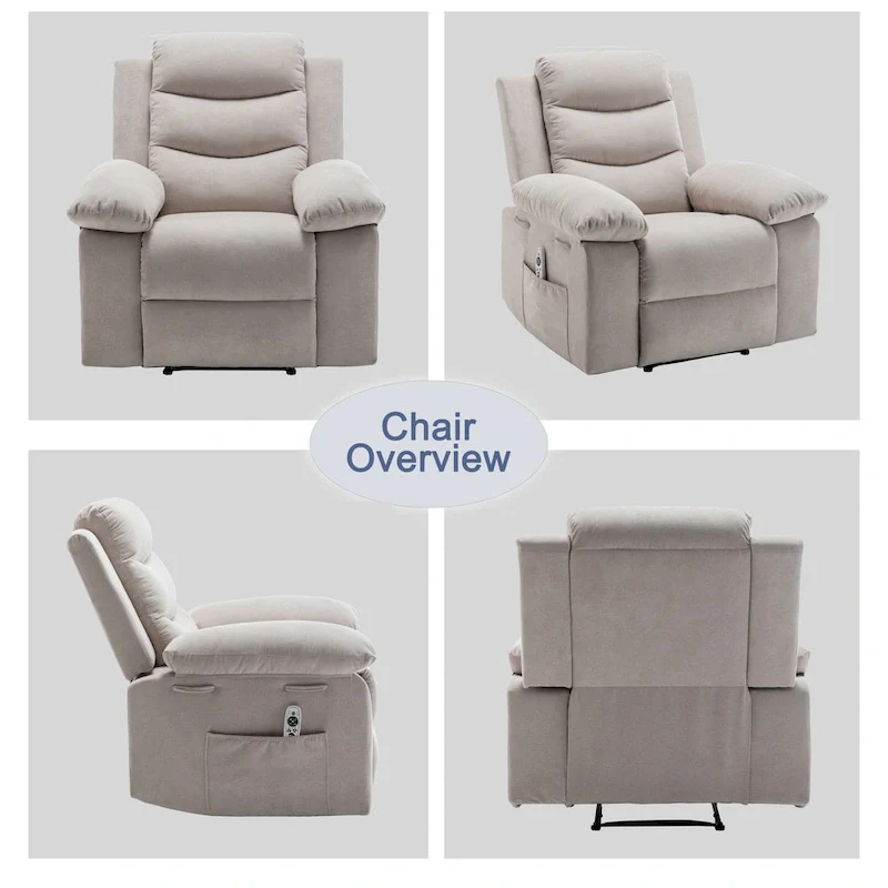 Electric recliner with seat heating and adjustable massage function