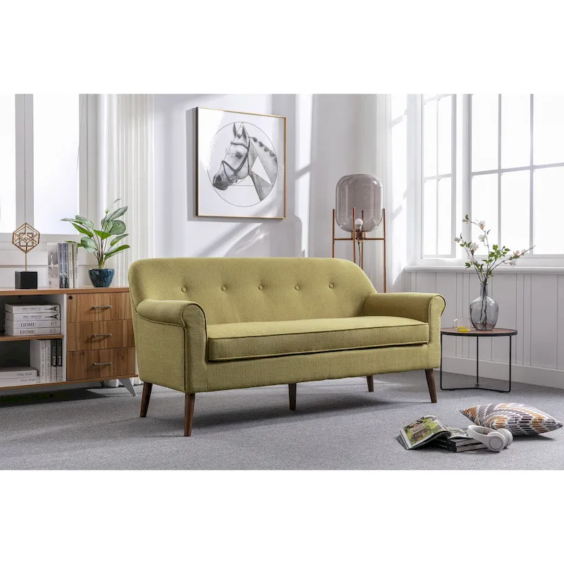 Loveseat Small Sofa Couch, Fabric, Rubberwood
