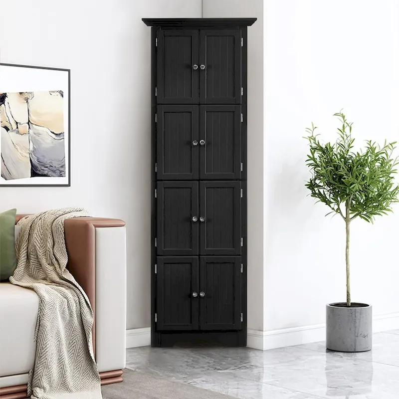 Tall Storage Cabinet with 4 Shelves for Living Room, Kitchen