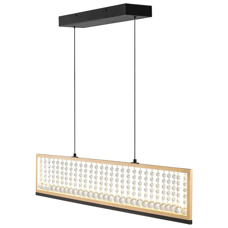 39.8 in.4-Light Modern Farmhouse Linear LED Crystal Chandelier Kitchen Island Pendant Lighting - 39.8 in.