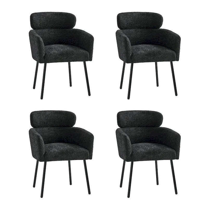 Amos Modern Boucle Dining Chair with Adjustment Feet Set of 4 by HULALA HOME