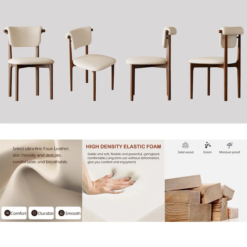 71 Modern Rectangular Dining Table with Stone Table-top, Wood Legs