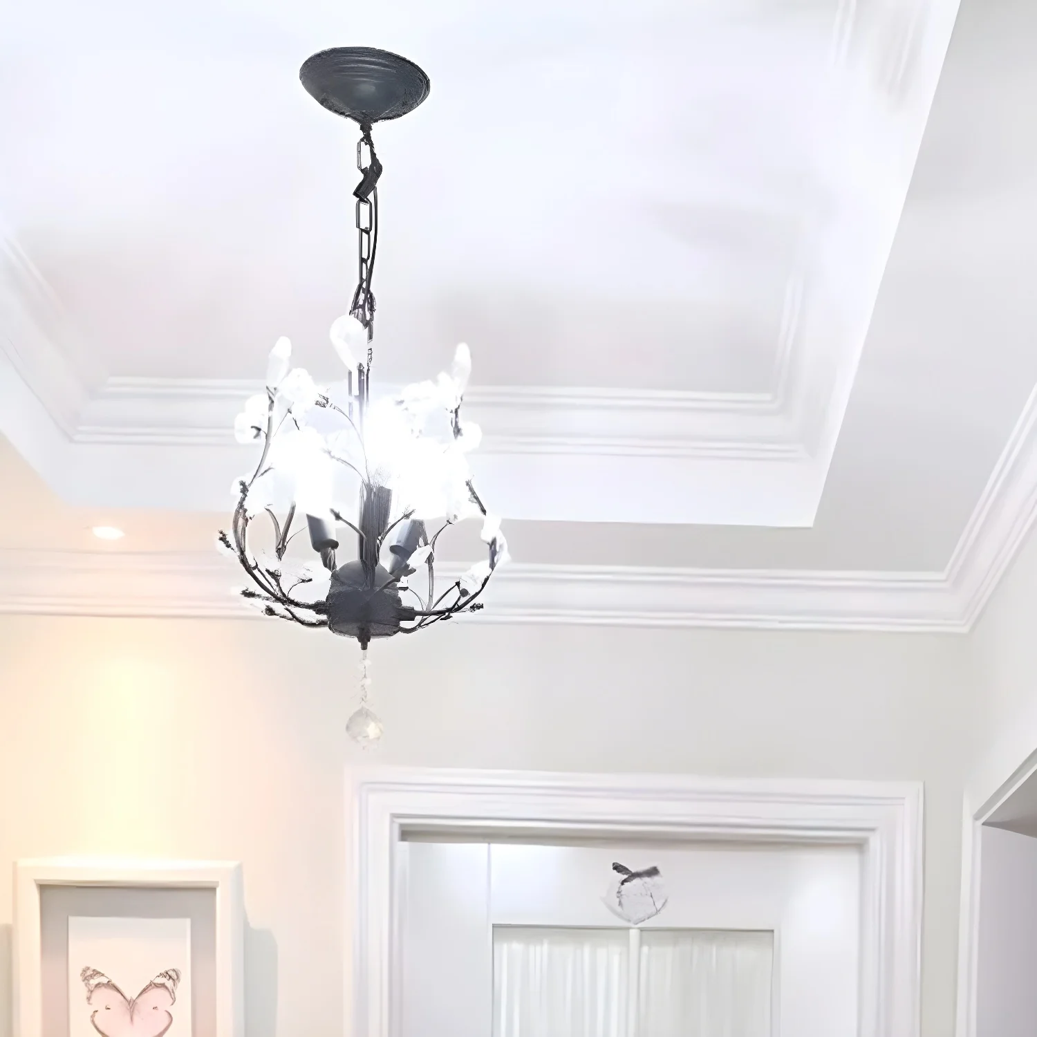 Mini 3-Light Vintage Crystal Chandelier Traditional Chain Mount