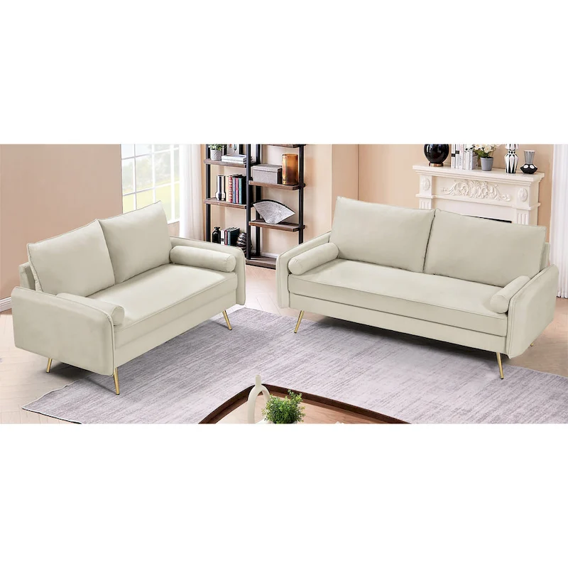 Villeda Velvet Mid-century modern 2PCS living room set