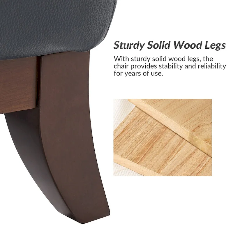 Genuine Leather Tufted Wingback Accent Chair with Nailhead Trim