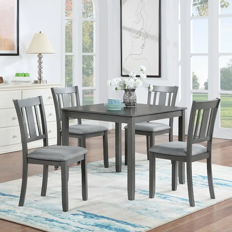 Wooden 4 Person Dining Square Table for Small Space