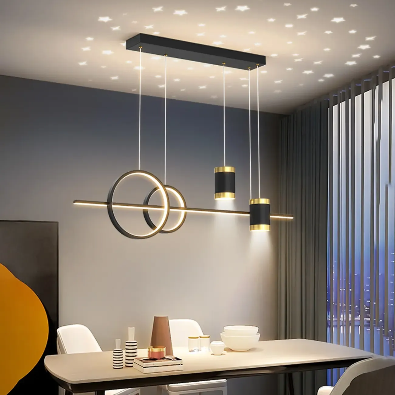 Stylish LED Metal Linear Island Light Adjustable for Dining Area