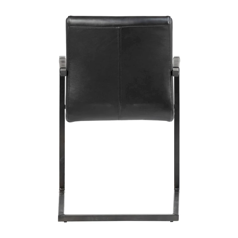 Greyson Genuine Full Grain Leather and Steel Modern Dining Arm Chair