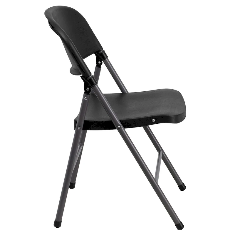2 PK 330 lb. Capacity Plastic Folding Chair with Charcoal Frame