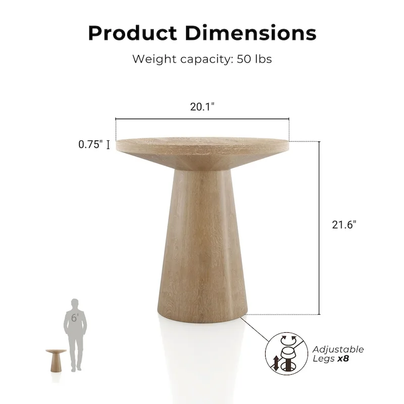 Furniture of America Vitten Modern Round Solid Wood Pedestal End Table