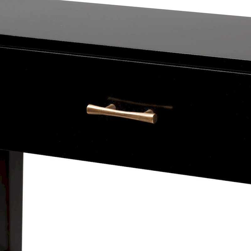 Freya Modern Bohemian Bayur Wood 1-Drawer Console Table-Black