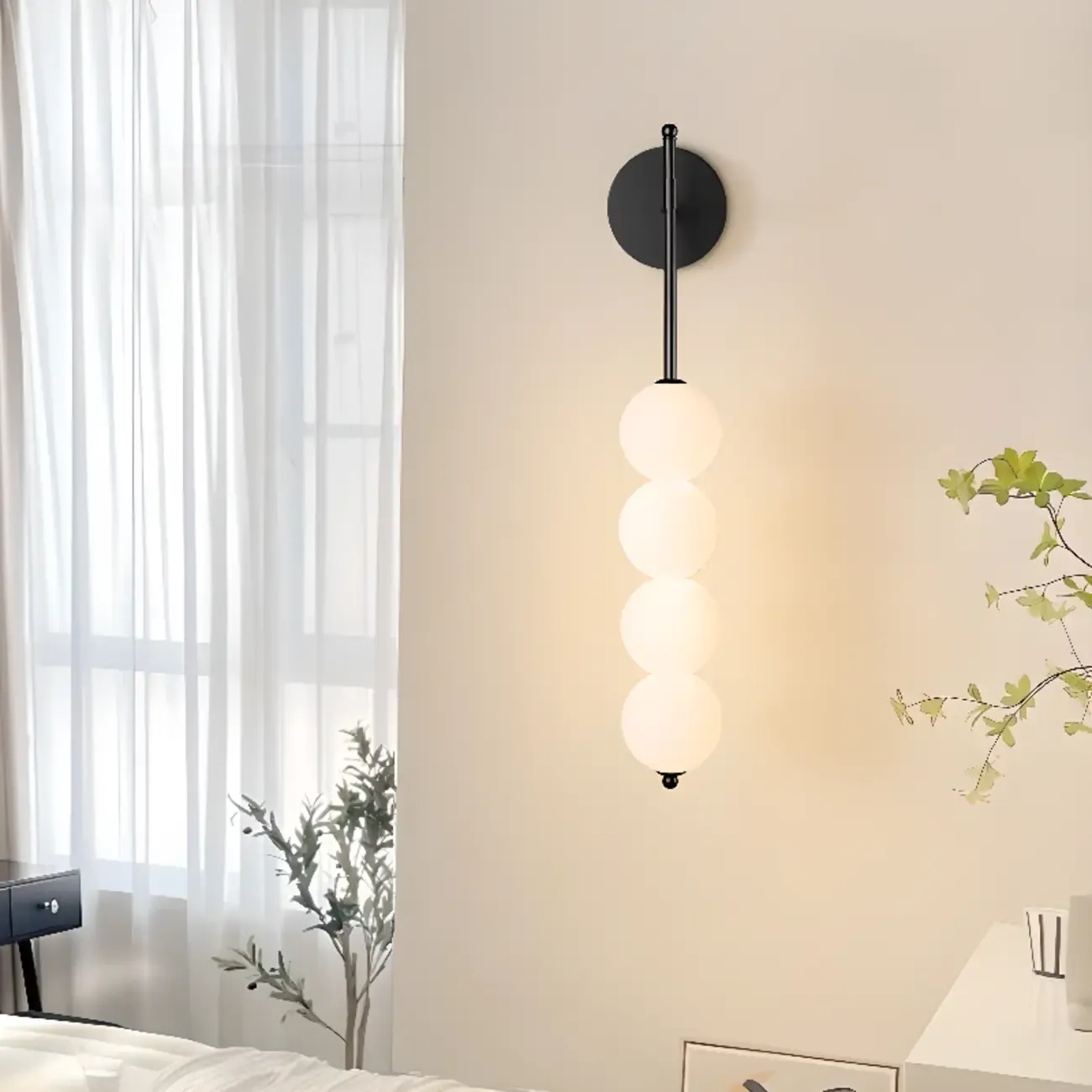 Modern Metal Acrylic Ball 4-Light Wall Sconce