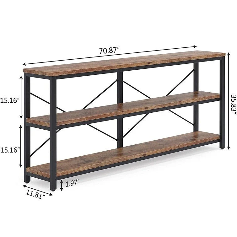 70.9 inch Narrow Console Table Sofa Tablewith 3-Tier Shelves