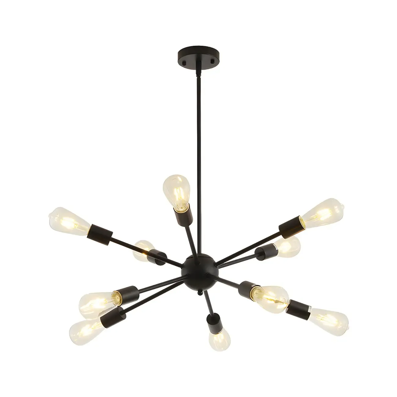 Modern Matte Black Metal Sputnik Chandelier Adjustable Downrod