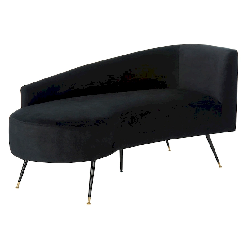 SAFAVIEH Helgrit Black/Gold Velvet Retro Glam Settee - 57.5
